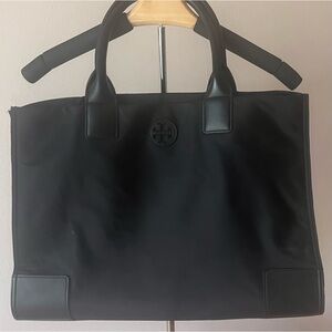 Tory Burch Nylon Black Logo Tote Bag
